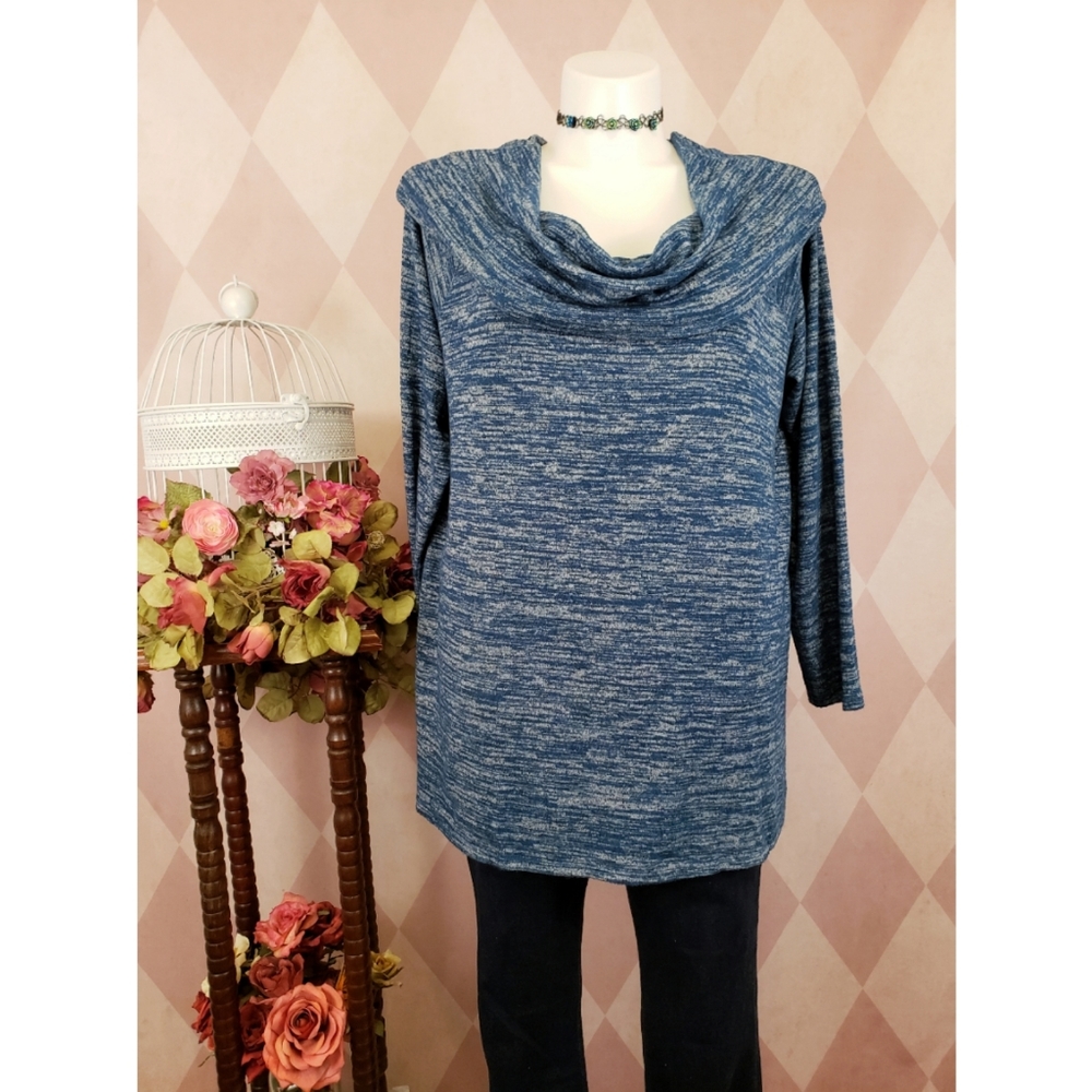 ANA | Blue Cowl Neck Sweater